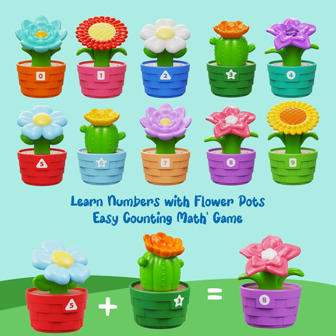 Set Montessori Flower Garden Building Toy for Toddlers, Gardening with Watering Can, Shovel, Rake, Shape & Color
