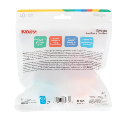 Nuby Silicone Softees Pacifier and Teethers - 5-Pack Silicone Baby Pacifiers and Teethers - 0+ Months