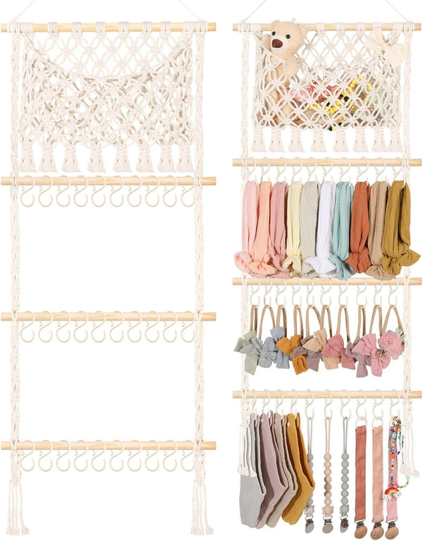 POVETIRE Headband Holder Hair Bow Organizer for Girls,Macrame Bow Holder Hair Accessories