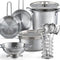 13Pcs Kids Pretend Play Kitchen Accessories Pots and Pans Playset, Stainless Steel