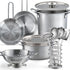 13Pcs Kids Pretend Play Kitchen Accessories Pots and Pans Playset, Stainless Steel