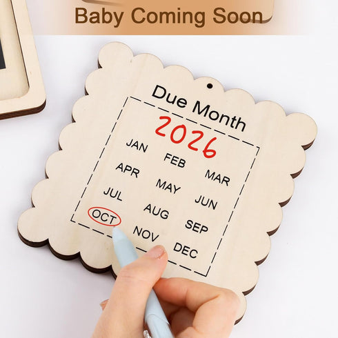 Mlatnod 3x4 Scalloped Pregnancy Announcement Box for Grandparents with Sign - Baby Coming Soon Gift, Holds Ultrasound
