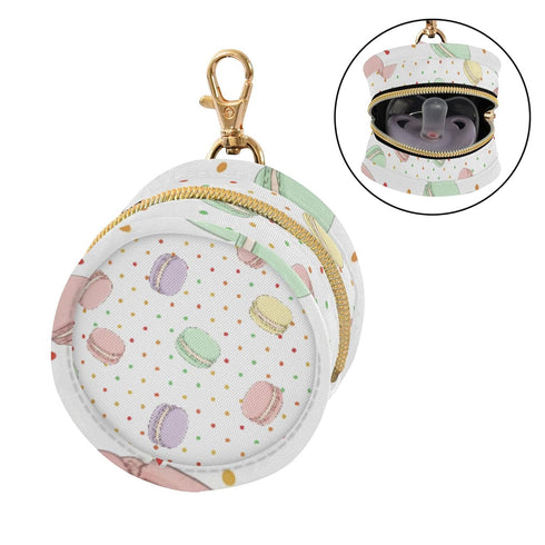 PYBUG Macarons Round Pacifier Storage Case, Polyester & TPU Lined with Hook Buckle, Pacifier Container Box for Baby