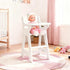 PHOKID 18 Inch 3+, 18" Doll High Chair for Pretend Play - Wooden Doll Furniture with Safety Belt, Footrest & Flower