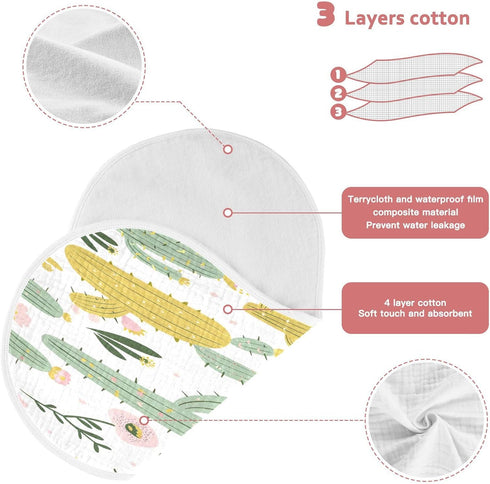 YETTASBIN Cactus Muslin Baby Burp Cloth, Super Soft Absorbent Cotton Burp Rag Baby Bibs Feeding Cloth for Newborn Boys