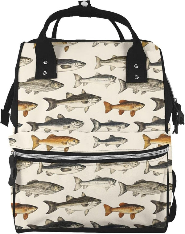 TZTTZT Realistic Style Fish Print Diaper Bag Backpack, Toddler Baby Girl Boy Diaper