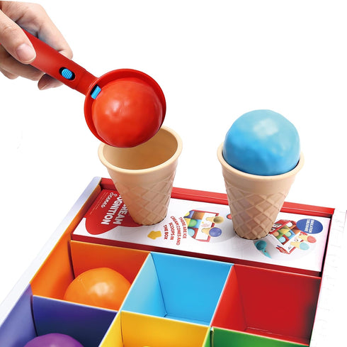 Ice Cream Toy Set (9 Pcs) - Multi Color Pretend Play Ice Cream Maker for Toddlers, Dramatic Shop Fun