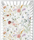 Crib Sheets for Girls Boys, Wildflower Boho Baby Sheets, Neutral Toddler Mini Crib Mattress, 27"x39"