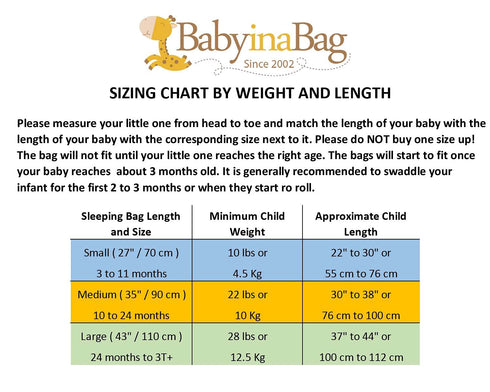 Baby in a Bag 2.5 (10-24 BABYINABAG Very Warm Tog Quilted Winter Model Baby Sleep Bag or Sack, Plush Minky Dot