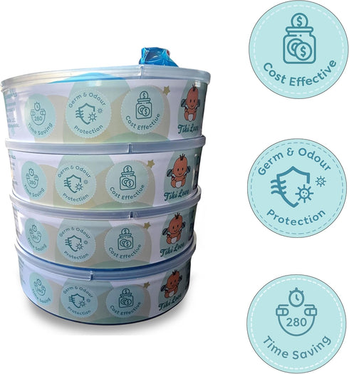 Generic 4 Pack, 1120 Diaper Pail Refill Bags Compatible with Diaper Genie Essentials Odor Lock, Lavender Scent, Holds