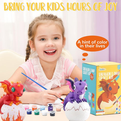 JMMICO 8-12, 6+ Paint Your Own Dragon Lamp Craft Kit, Dragons Crafts DIY Night Light, Dragon Gifts for Girls Boys, Arts