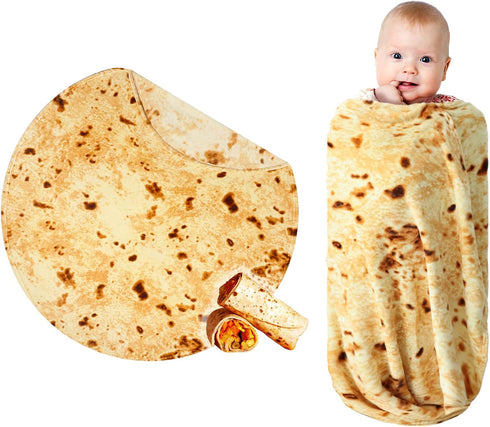 Burritos Tortilla Throw Blanket, 300GSM Double Sided Funny Gift Throw with Burrito Pouch, Realistic Super Soft Taco