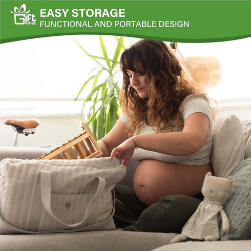 Countertop GiftAmaz Bamboo Baby Bottle Drying Rack, Space Saving Bottle Holder Portable Dryer Rack Organizer for Baby