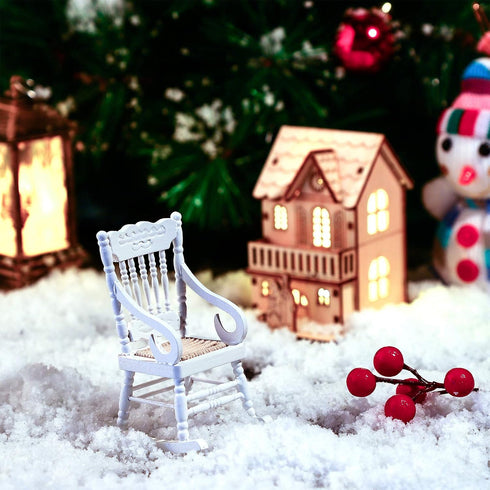 Jetec 2 Pcs Doll House Wooden Chairs - 1:12 Miniature Rocking Chair for Christmas Dollhouse Accessories, Living Room