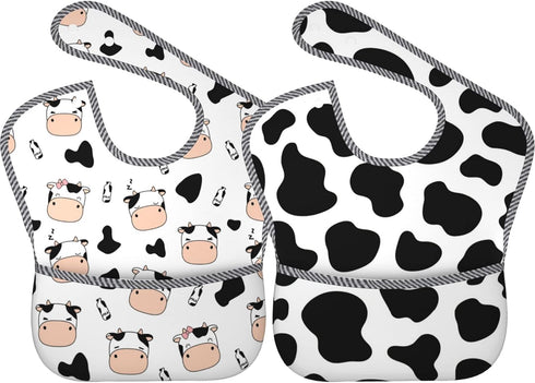 Bibs Cute Baby Stuff - 2 Packs for 6-24 Months, Waterproof Washable Fabric