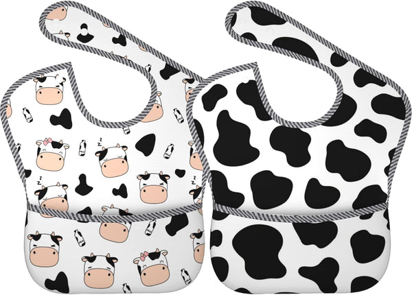 Bibs Cute Baby Stuff - 2 Packs for 6-24 Months, Waterproof Washable Fabric