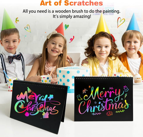 Eommmgl 4-12 Kids2 Pack Scratch Art Paper for Rainbow Notebooks Best Arts and Crafts Gift for Stocking
