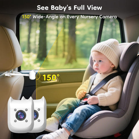 ELECROW 2 6.86" 1080P 360 Dual Baby Car Camera for Kids - Split-Screen Baby Monitor for CarSeat, Full Rotation, IR
