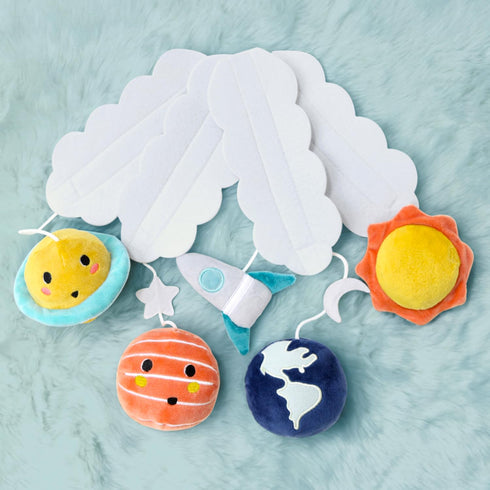 12 The Peanutshell Crib Mobile for Boys or Girls - White and Dark Blue Musical Baby Crib Mobile with Lullabies, Planets