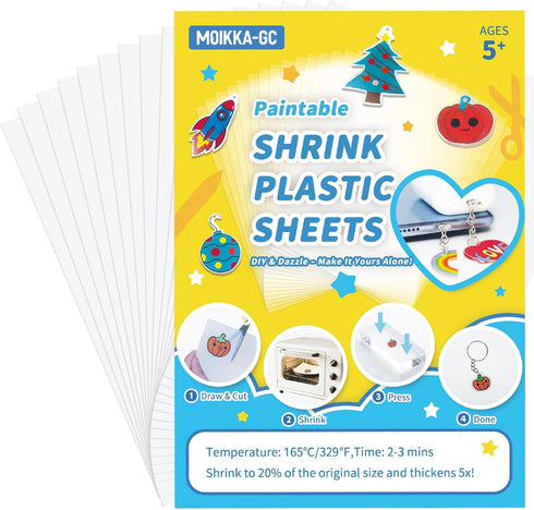 MOIKKA-GC 16 Pcs Clear Shrink Plastic Sheets (7.9x5.7 Inch) Shrinky Art Paper for