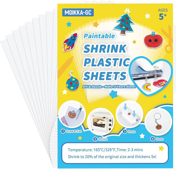 MOIKKA-GC 16 Pcs Clear Shrink Plastic Sheets (7.9x5.7 Inch) Shrinky Art Paper for