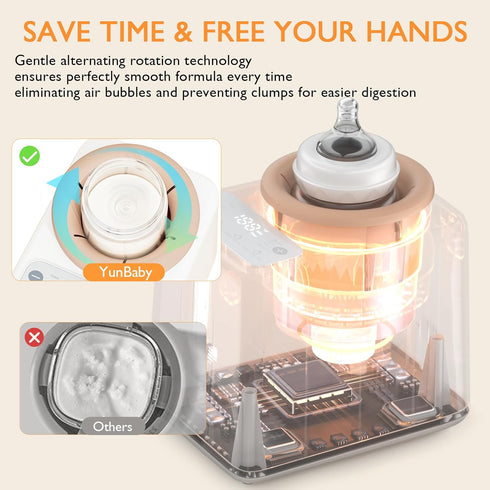 Waterless Baby Bottle Shaker and Warmer, Fast Heating & Automatic Mixing for Formula, Adjustable Temperature, Quiet