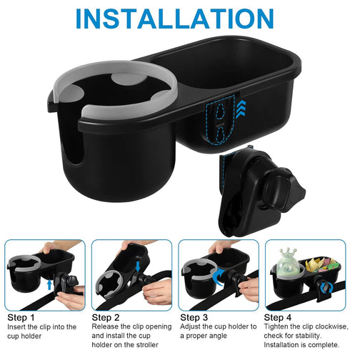 Accmor 2 in 1 Stroller Snack Tray, Non-Slip Grip Clip Accessory Compatible with Uppababy, Nuna, Doona, Grey