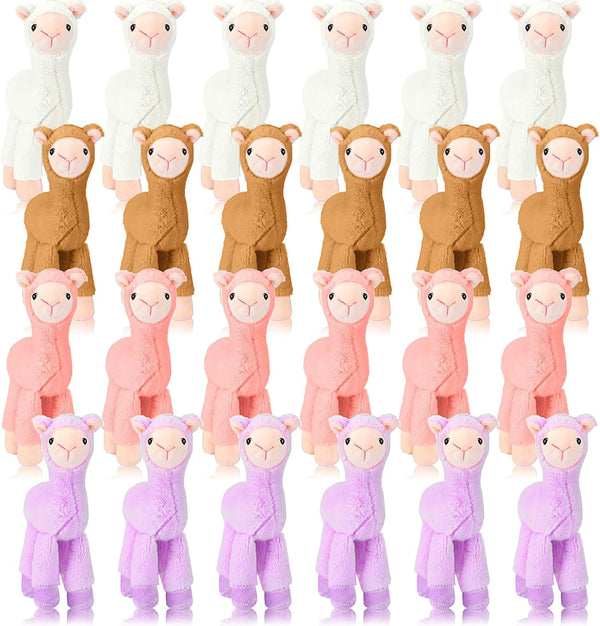 Wettarn 24 Pcs 7.87 Inch Mini Llama Stuffed Animal, Alpaca Plush Doll Toys for Birthday Party Gift Supplies