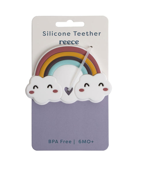 Reece Studio Rainbow Teether, Baby Travel Accessories, BPA Free Silicone Teething Toy, Easy to Hold Stroller Toy