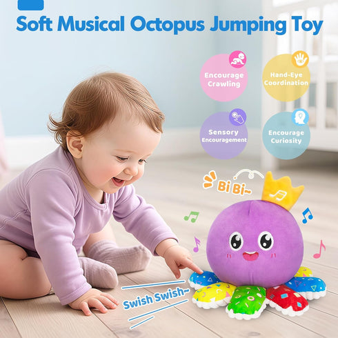 6-12-18 Tummy 1 2 3 GMAOPHY Baby Toy for Months Interactive Crawling Octopus Plush with Music & Sound, Dancing, Time