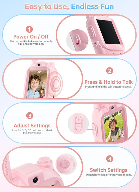 Brisum 6 1000ft 6-8, HD Video Walkie Talkies for Kids, Gift for Year Old Girl, Camera & Clear Fun Voice Effects