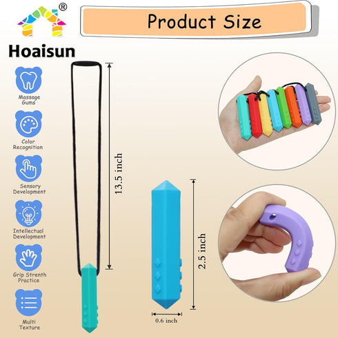 Chew Necklaces for Sensory Kids, 8 Pack Silicone Teething Necklace for Boys and Girls with Autism, ADHD, Reduce Chewing