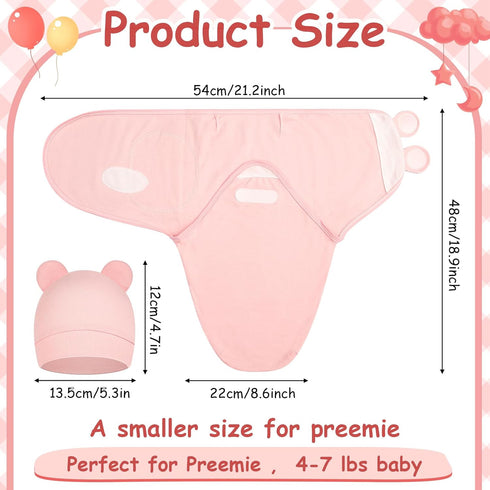 6 Pack Ramede Preemie Swaddle Blanket with Hats Sleep Swaddle for Baby Boy Girl Preemie Newborn Sacks Soft Cotton