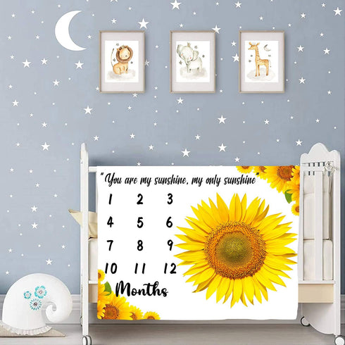 Flannel Baby Monthly Milestone Blanket, You are My Sunshine, 40x48 Inch