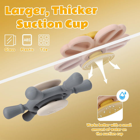 1-3 12-18 Socub Silicone Suction Cup Spinner Toy | Spinning Tops for Kids | Toddler Sensory Bath Toys for Babies Months