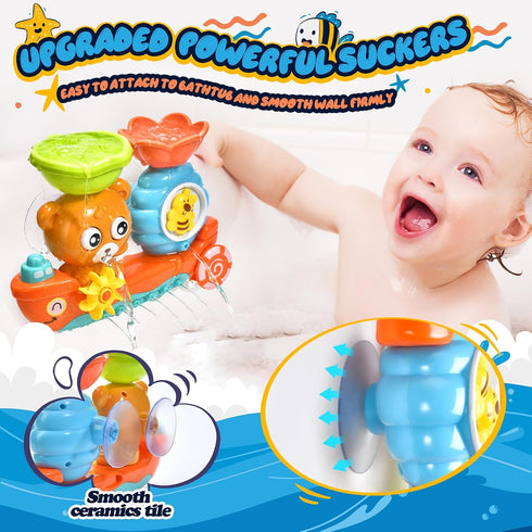 Bath Toys for Toddlers 1-3, Bear Water Tub Toys for Shower Bath Time, Learning Gift for Boys Girls Baby Kids