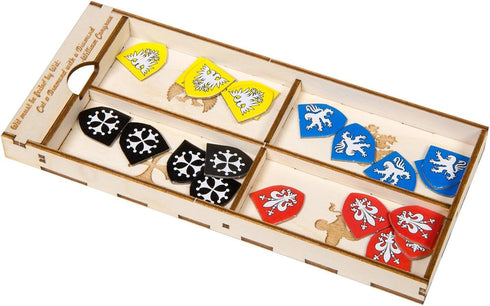 The Broken Token Board Game Organizer - Wood Storage Box Compatible with Splendor and Cities Expansion, Multiple Trays