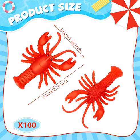 100 Lewtemi Pcs Mini Fake Lobster Toys Decorations Red Rubber Realistic Soft Decors Food Models for Crawfish Boil Party