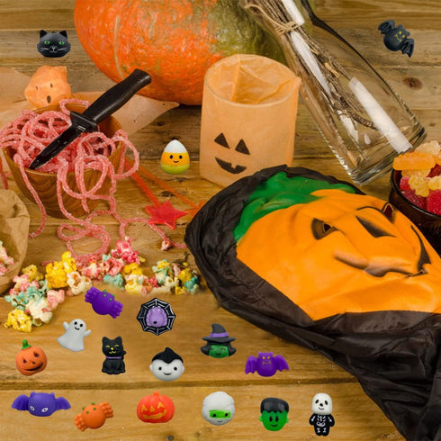 Anditoy 100 PCS Halloween Mochi Squishy Toys Squishies for Kids Girls Boys Halloween Party Favors Halloween Treat Bags