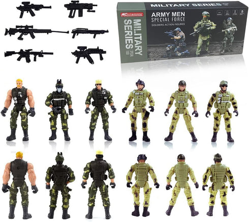 Army Men Soldiers Toy for Boys Age 4-7, Military Playset with Action Figures and Weapons