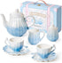 Giant bean Porcelain Tea Set, Gradient Blue Real Tea Party Set for