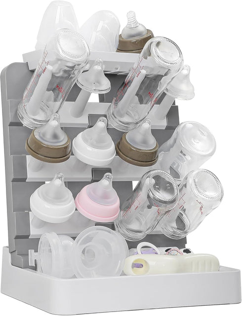 Countertop-Holds 12 Baby Bottle Drying Rack, Vertical Standing Bottle Drying Rack Holder-Space Saving Baby Bottle