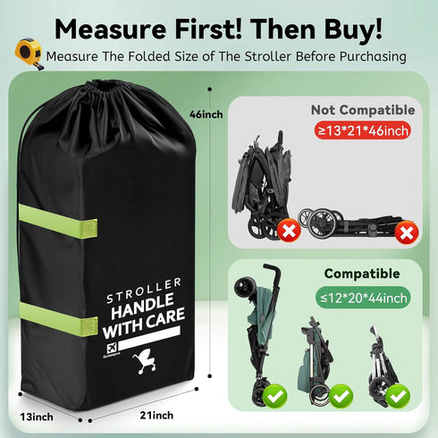 46" 21" 13" Stroller Bag for Airplane: Airplane Travel Essentials, H x W x D Stroller Cover for Air Travel, Fit