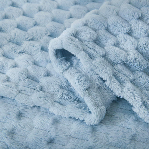 HOMRITAR Baby Blanket 3D Jacquard Fluffy Fuzzy for Boys Girls, Soft Warm Cozy Flannel Fleece, 30 x 40 Inch, Blue
