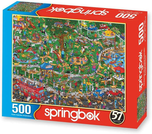 Springbok The Dog Park 500 Piece Jigsaw Puzzle - Cartoon Illustration of Dog Park by Steven Skelton