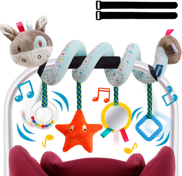 Baby Car Seat Toys Activity Stroller Toy - Spiral Hanging Plush Toys for Boys Girls 0-12 Months
