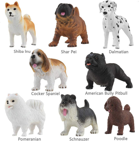 DINOBROS Dog Figurines Playset 8PCS Realistic Detailed Plastic Puppy Figures for Kids Cake Topper