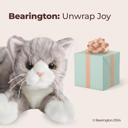 Bearington Collection Plush Cat, 15-in, Realistic Stuffed Toy, Grey