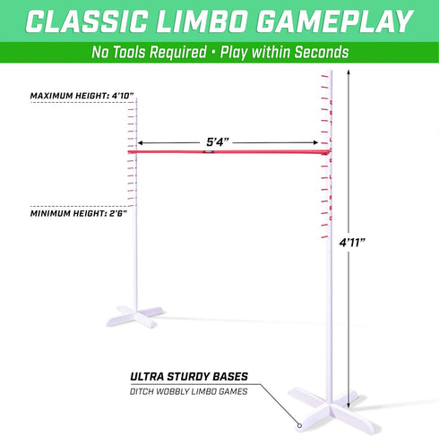 GoSports Get Low Limbo Premium Wooden Game, Sets up in Seconds for Kids & Adults