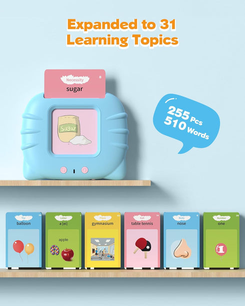 510 Words Talking Flash Cards for Toddler 1-4 Year Olds, Language Learning Toys, Pocket Speech Therapy Toys